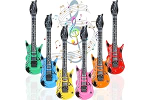 BETRYNIDIL 6 Pièces Guitare Pneumatiques Gonflables,Guitare Gonflable,Guitare Gonflable Rock,Gonflable Guitar Rock Enfants,pour Fête à Thème,Fête Rock,Carnaval (Multicolore)