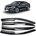 ROBUST 4 Pcs Wind Rain Sun Smoke Guard Deflectors Front Rear Left & Right Set for Renault Megane Sedan 2017 Onwards