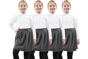 GW CLASSY OUTFIT Pack of 4 Girls Long Sleeves Uniform Polo School Shirts Kids T Shirts Uniform Polo PE Tops UK Size