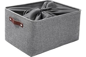 Mangata Grande Capacité de Panier de Rangement, Boîte de Rangement Pliant de Tissu de Toile Utilisé pour Armoire, Dressing, Penderie (Gris, XLarge)