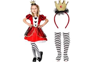 I LOVE FANCY DRESS Queen Of Hearts Costume Kids - Small - Girls Queen Of Hearts Fancy Dress Costume For World Book Day Wig - Book Week - Alice’s Wonderland Queen Of Hearts Dress With Crown