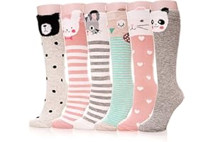 Ateid Bebé Niñas Calcetines Hasta la Rodilla Algodón 3-10 Años Paquete de 6 Pares
