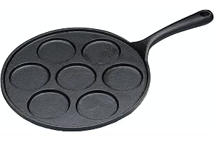 KitchenCraft 7-håls gjutjärn induktionssäker blini-panna, 24 cm (9,5 tum)
