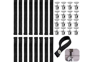 CHAUSA 16 Pezzi Ganci per Tessuti Senza Cuciture Appendi Strofinacci Cucina 15 * 1.2cm con Chiusura a Bottone Ganci per Asciugamani Clip Per Asciugamani,Bagno,Stracci,Decorazione,Campeggio(Nero)