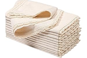 GFI LINEN CLUBS Flax by Flax Napkin with Lace 20x20-12 Pack Natural, Elegant Reusable Dinner Napkins, Premium Quality Linen, Perfect for Dining, Parties, Weddings, Eco-Friendly, Machine Washable