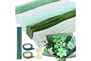Niuny Scovolini Colorati per Lavoretti 500pcs Pipe Cleaner Verde Filo di Ciniglia 5 Colori Scovolini Ciniglia con Steli per Fiori Stami Nastro Adesivo Scovolini Pipa per DIY Fai da Te Decorazione