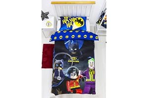 Character World Lego Oficial Batman DC Funda de edredón Individual | diseño de superhéroes | Juego de Ropa de Cama Reversible y Funda de Almohada, Color Azul, LG9CLGDS001UK1