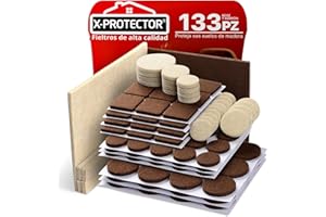Almohadillas de Fieltro para Muebles X-Protector 133 Piezas, Beige y Marron - Fieltro Adhesivo, Fieltros para Sillas - Mejores Protectores de Suelo de Madera - Protectores de Suelo para Muebles