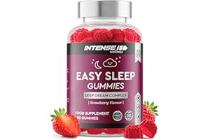 INTENSE Wellness 90 Extra Strength Easy Sleep Gummies – Sugar Free Natural Non-GMO Vegan Herbal Sleep Support with Ashwagandha and Chamomile, Chewable Strawberry Flavored Sleep Aid for Relaxation