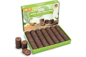 FLORTUS FREUDE AN VIELFALT FLORTUS – Kokos Quelltabletten aus Anzuchterde mit NPK Dünger – 140 Stück (36 mm) Kokos Quelltabs torffrei & biologisch abbaubar – Kokoserde für Pflanzen Anzucht – Anzuchterde aus Kokosfaser