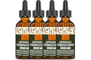 ‎AUREASALUS Liposomale Ashwagandha-Tropfen 2000 mg, hochwirksamer natürlicher Ashwagandha-Wurzelextrakt, mit schwarzem Pfeffer und Probiotika, vegan, 60 ml (60 ml (4er Pack))