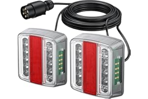 PROZOR 18LEDs Trailer Lights - Rear Lights with 7 Pins Plug and 7.5m/24.6ft Cable IP65 Waterproof Built-in Mounting Screws Indicator Brake Light LED Tail Light for 12V Trailer Camper Van Trucks Lorry