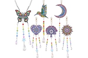 5D Diamond Painting Campanelli a Vento, Banaone 6 Pezzi DIY Diamond Painting con Doppio Lato Rhinestone per Finestra Decorazione Giardino Casa per Adulti e Bambini