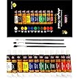 KOLOR KINGDOM Acrylic Paint Set 12 Colours Canvas Paints Kit with 3 Paint Brushes for Crafts,Kids Paints, Paper, Rock Painting, Wood,Ceramic & Fabric Vibrant Colors (12 X 12 ML)