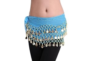 YiLang Ceinture Danse Orientale Femme Fille Foulard Danse du Ventre Belly Dance Soie Foulard à Sequin Écharpe Déguisement