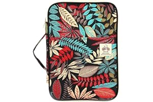 JAKAGO Cartella portadocumenti A4 con cerniera,cartelle portadocumenti da viaggio con numerosi vani,leggera ottima la maniglia per portarla con sé (Foglia)