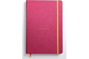 RHODIA 118752C - Raspberry Rigid Notebook - A5 - Lined - 192 pages - Ivory Clairefontaine Paper 90 g/m - Bookmark, Elastic Closure - Faux Leather Cover - Rhodiarama Collection