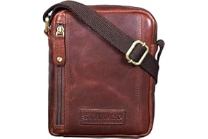 STILORD 'Brandon' Sacoche Homme Bandoulière Sac en Cuir Petit Sac d'épaule Sac Messager Sac à Main Vintage en Cuir Véritable, Couleur:porto - cognac