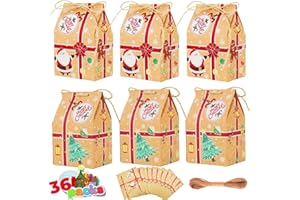 TLOXO 36 Pezzi Natale Scatole Regalo, Scatola di Caramelle Natalizie in Carta Kraft, Sacchetti per Feste di Natale Scatole di Carta per Caramelle per Forniture per Decorazioni Natalizie
