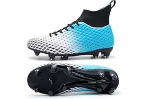 UZB Kids Football Boots Boys Girls High Top Lace-Up Professional Soccer Shoes FG/AG Training Cleats Shoes Little/Big Kid