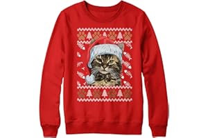 Purple Print House Maine Coon Christmas Sweatshirt Kids Xmas School Jumper Day Brown Festive Cat Santa Hat Sweater Gifts For Boys and Girls