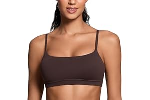 CRZ YOGA Biustonosz sportowy Butterluxe dla kobiet z regulowanymi ramiączkami typu spaghetti - dekolt w łódkę, bez fiszbin, usztywniany, do ćwiczeń jogi, krótki top