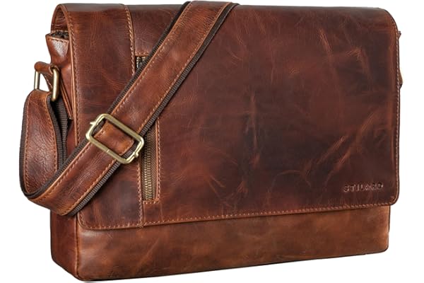 STILORD Davis Sac Messenger en Cuir 13 Pouces | Sac Vintage Hommes Femmes | Sac à Bandoulière Bureau | Sacoche en Cuir Véritable Couleur:maraska - Marron