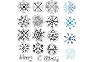CRASPIRE Timbri Trasparenti in Gomma Merry Christmas Fiocchi di Neve Riutilizzabili in Silicone Trasparente per Regali di Natale Fai da Te Scrapbooking Journaling Biglietti di Auguri Forniture