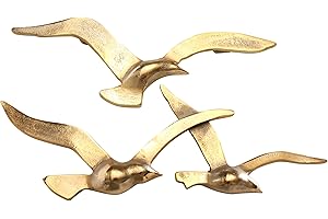 Boltze Birdy 1011623 - Decoración de pared de metal con diseño marítimo para pasillo, salón, comedor, color dorado