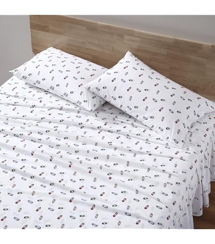 Nautica - Set di lenzuola per letto matrimoniale, in percalle di cotone, fresco e fresco, leggero e traspirante (blu costiero con stelle, 4 pezzi, Queen