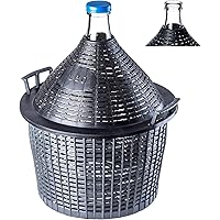 KADAX Glasballon, Gärballon mit Kunststoffkorb, Gummistopfen, schmale Öffnung, Weinballon, Flasche, Glasflasche, Gallone…