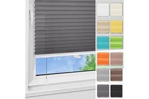 Magiea Plissee ohne Bohren Klemmfix 50x100cm(BxH) Anthrazit lichtundurchlässig Plisseerollo für Tür & Fenster Blickdicht Sichtschutz Sonnenschutz Rollo