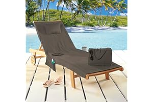 Delindo Lifestyle Miami - Coussin pour chaise longue de plage - En tissu éponge - Anthracite - Avec poches et coussins - Housse pour chaise longue de jardin - Pliable - 100 % coton - 80 x 180 cm