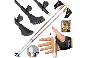 ATTRAC Bâtons de marche nordique en aluminium avec entraînement et sangles de poignet I Bâtons de marche avec système Click & Go I Gratuit – Application de marche nordique / fitness