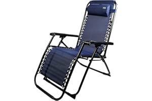 AKTIVE Plage 62190-Chaise Longue à gravité zéro, inclinable et Pliable Beach 65 x 90 x 108 cm, textilène, Bleu Marine, 65 x 178 x 110 cm