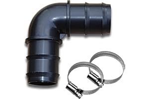 TS-TRADES Winkel Ø38mm 90° Schlauchverbinder Schlauchtülle für Schlauch Ø 38mm + 2 V2A W4 Schlauchschellen - z.b. für Pool Teich Garten