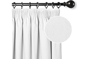 MYSKY HOME Gardinen Weiss Verdunkelungsvorhang mit Kräuselband Schlafzimmer Wärmeisolierter 2er-Set Gardine Verdunkelungsvorhänge Durchgängen Beschichtung Sonnenschutz, H225xB140cm, Weiß