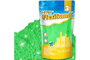 NiToy 2.2Lbs/1kg Sand, Never Dries Out-Fun for 3 Years and up Kids Bulk Refill for Sensory Sand Box Toys, Ideal for Shaping, Squeezing and Molding(Green)