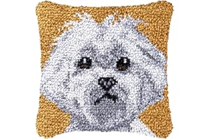 LDFHOIN Kissenbezug Knüpfset Hund, Knüpfkissen Set Knüpfkissen Zum Selber, Knüpf-Sets Knüpfteppich Set, Kissenbezug Set für Erwachsene und Kinder, Sofakissenbezug Handgechte Geschenke