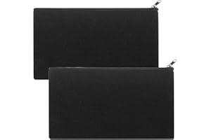 ZHENGYYUU 2 Stück DIY Blanko Stoffbeutel, Reise Kulturbeutel, Kosmetiktaschen mit Reißverschluss, Brautjungfern Geschenk Mäppchen, Makeup Tasche, Federmäppchen Klein für Reisen - 21 x 12 cm（Schwarz）