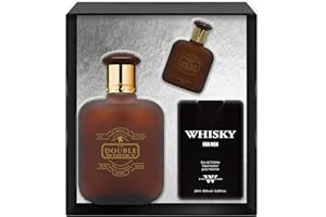 ‎EVAFLORPARIS EVAFLORPARIS DOUBLE WHISKY Gift Box Eau de Toilette 100 ml + Miniature 7.5 ml + Travel Perfume 20 ml Set Perfume Spray Men Perfume, 520 g