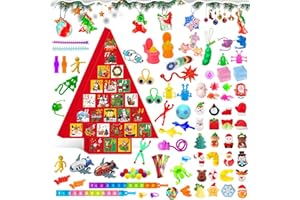 DONCIETY Fidget Adventskalender 2024, 24 Tage Weihnachtsferien Countdown Advent Kalender für Xmas Party Gunst, Fidget Toys Überraschung Geschenke Sensorisches Spielzeug für Mädchen Jungen (40~60 Stück)