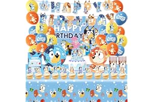 HEARTSKING Set di stoviglie per feste di compleanno, 84 pezzi, decorazioni blu per compleanno, decorazione per feste di compleanno, set di piatti di carta, striscioni, tovaglioli, bicchieri di carta, tovaglie