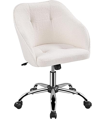 Sedia Da Ufficio Yaheetech - Poltroncina Bianca Girevole Con Schienale Alto E Braccioli - Foto 10