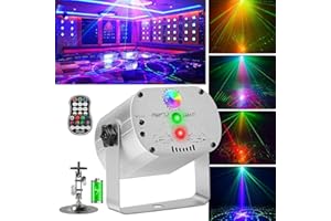 YESPICK Luz de fiesta con control remoto RGB LED Baterías Integradas Cable USB Iluminación de escenario Disco Efecto de iluminación de escenario sonido activado etapa luz para fiestas Halloween Navidad DJ KTV