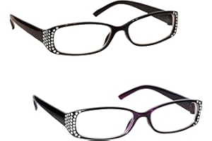 ‎OPULIZE OPULIZE - Schwarz & Schwarz Lila Diamonte Stil Kurzsichtig Kurzsichtigkeit Fernbrille Wert 2er-Pack Frauen Damen MM93-15 -1,50