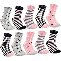 10 Paar Damen Socken 39-42 - Bunte Baumwollsocken Mit Streifen & Punkten