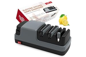 YOORLEAY Affilacoltelli elettrico - Affilacoltelli elettrico 4 in 1 per Coltelli a Lama Dritta, Coltelli Seghettati, Coltelli e Forbici in Ceramica