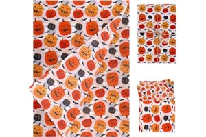 Tinoaly 30 Feuilles Papier de Soie Halloween, 35x50cm Imprimé Citrouille Papier de Soie Cadeau Décorations Fête d'Halloween