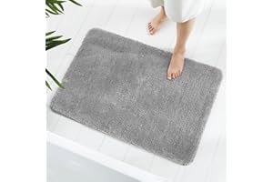 GONICVIN Dywaniki łazienkowe, 70 x 120 cm puszyste chłonne antypoślizgowe maty łazienkowe, można prać w pralce, dywaniki łazienkowe do wanny, prysznica i łazienki (szare)